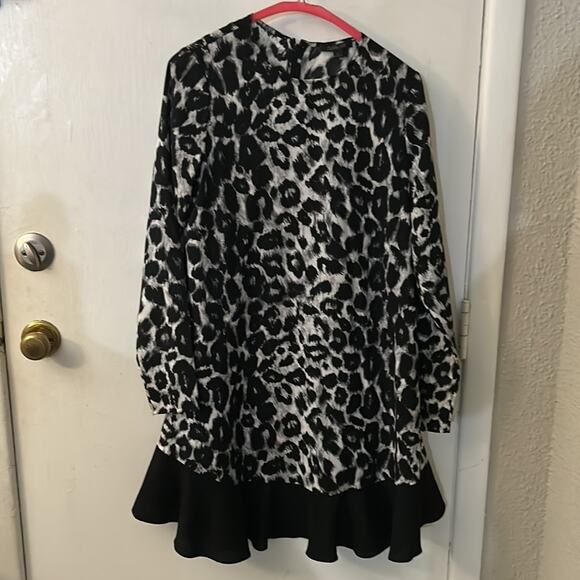 Rachel Zoe Black/White Animal Print Dress Tunic 2 Long Sleeve Mobwife Dopamine - Picture 5 of 14